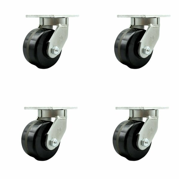 Service Caster 6'' Extra Heavy Duty Phenolic Swivel Caster Set with Swivel Locks , 4PK CRAN-SCC-KP92S630-PHR-BSL-4